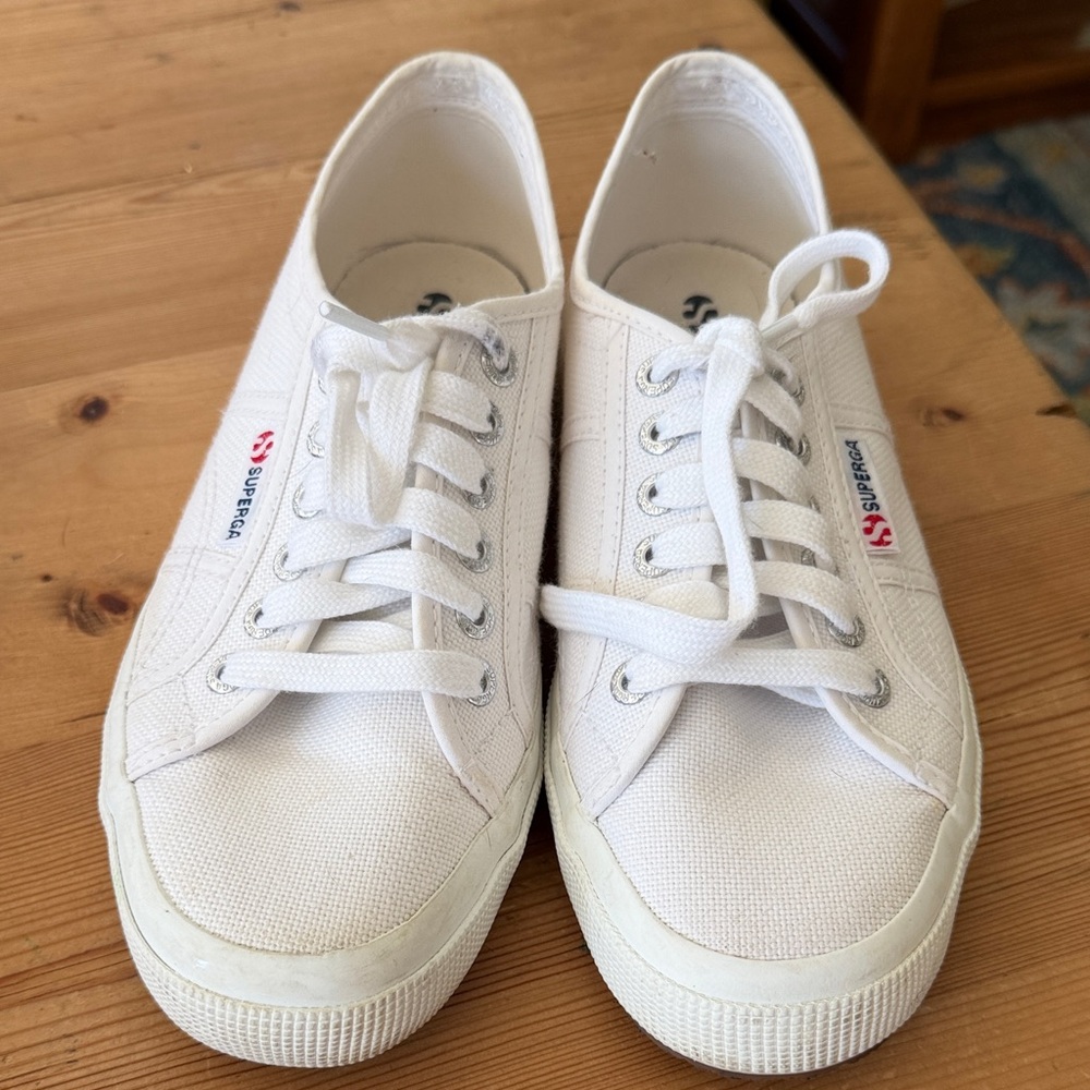 Superga Classic White Lace-Up Sneakers